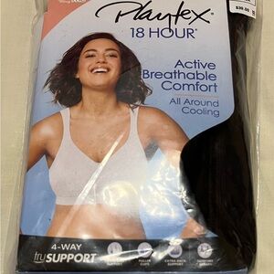NIP Playtex 18 Hour Bra Active Breathable Comfort 4 Way Support Black 36D